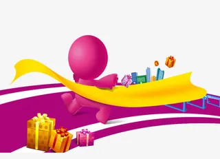 粉色小人和粉色操场跑道宣传图免抠