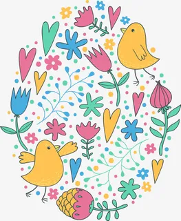 矢量小鸟和花朵背景