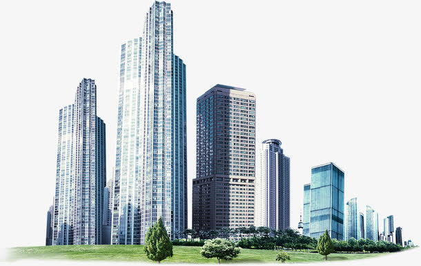 高清摄影繁华都市大公司高楼林立免抠