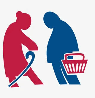 矢量蓝红色卡通图案老年生活免抠