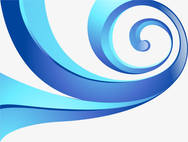 蓝色潮流花纹免抠