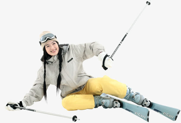 高清女生滑雪人物免抠