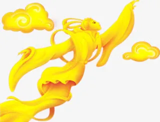 嫦娥阴奔月金色中秋节免抠