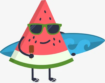 卡通夏天戴墨镜的西瓜免抠手绘/卡通卡通元素