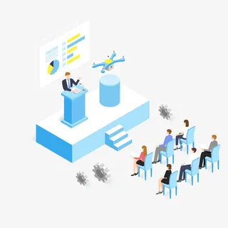 蓝色演讲商务人物免抠