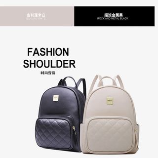 韩版双肩包菱格包黑白广告免抠