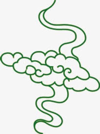 绿色卡通云纹设计免抠