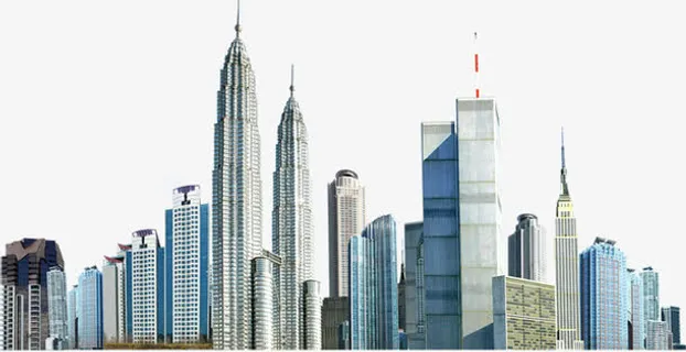 春天大气城市建筑免抠