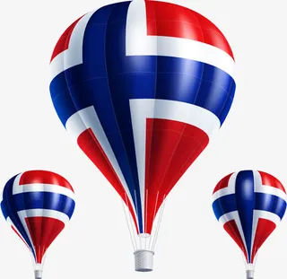 国际旗帜热气球免抠