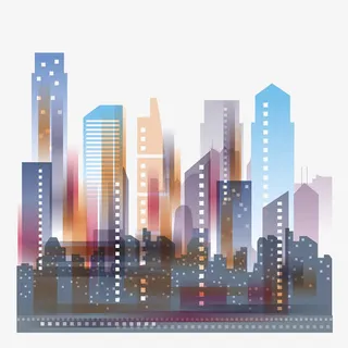 城市夜景剪影免抠