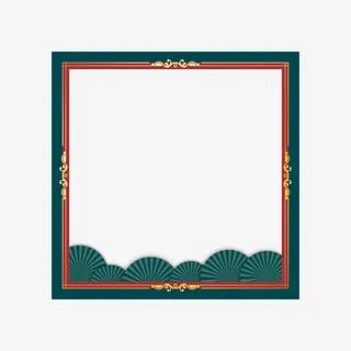 国潮风青色装饰边框免抠