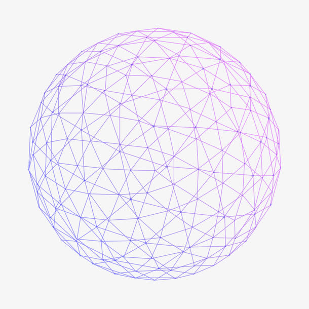 紫色渐变矢量曲线线条网格球体素免抠手绘/卡通卡通元素