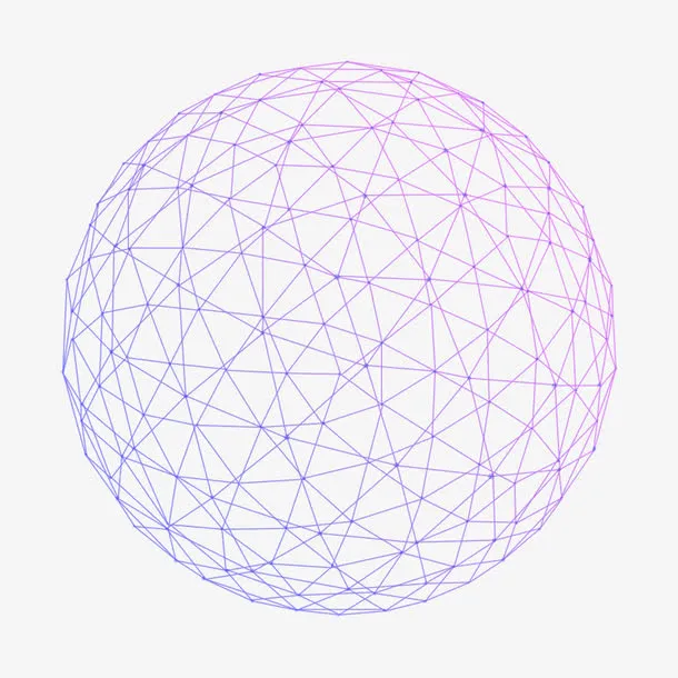 紫色渐变矢量曲线线条网格球体素免抠手绘/卡通卡通元素