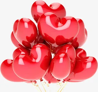 写实红色心形气球一束免抠
