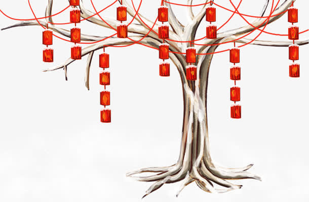 手绘新年装饰灯笼素材免抠