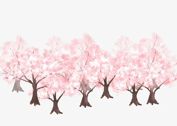 桃树树林桃花元素免抠