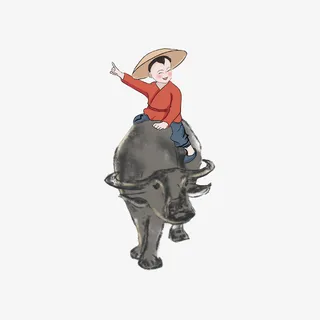 骑牛牧童遥指杏花村免抠