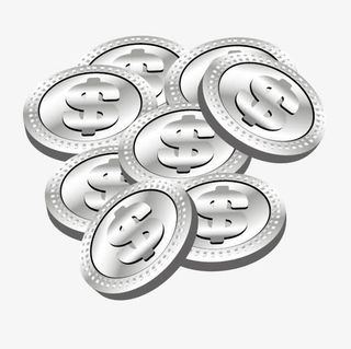 卡通一堆银币免抠