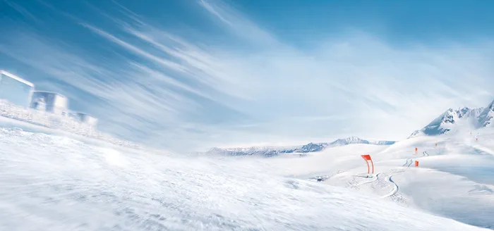 冬季大促清新简约蓝色雪地靴户外海报背景高清