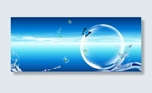 化妆品护肤品清新水珠气泡树叶背景banner免抠