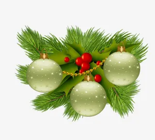 绿色圣诞节彩球免抠
