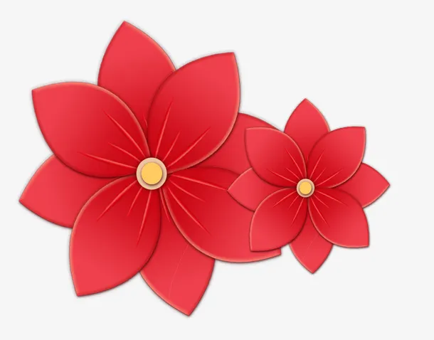 国潮红色喜庆花朵免抠
