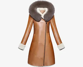 皮毛一体服装3D立体挂拍图免抠