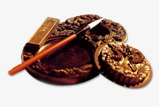 砚台漂浮花瓣气泡简洁大方树叶树免抠