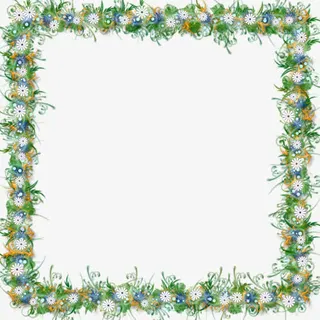 方形花草边框免抠