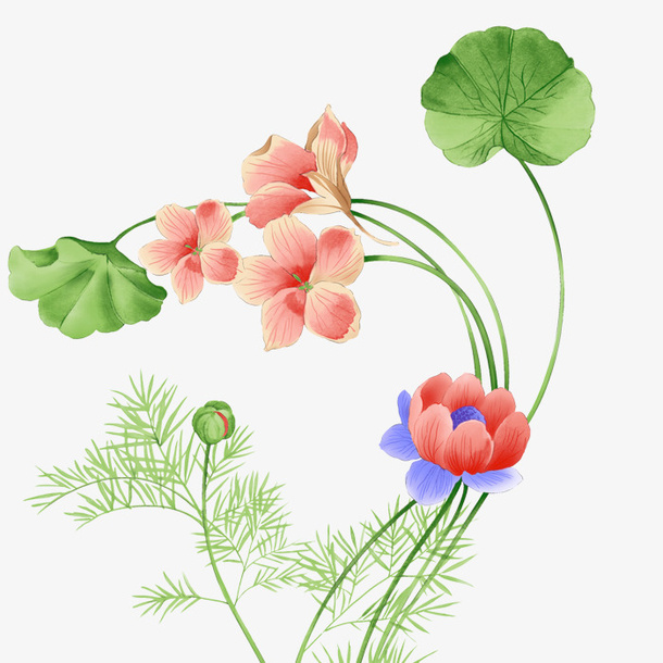 文艺清新花草海报设计装饰免抠
