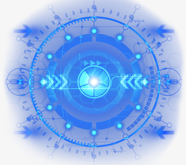 蓝色装饰科技光圈素材免抠