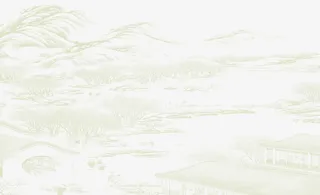 中国画黄色山河景图中秋免抠