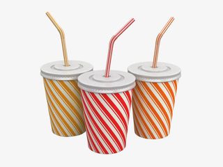 一次性条纹塑料杯免抠