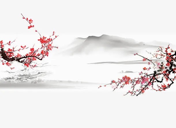 山风墨画psd免抠