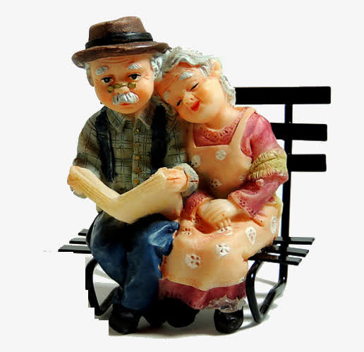 相互依偎的老人免抠