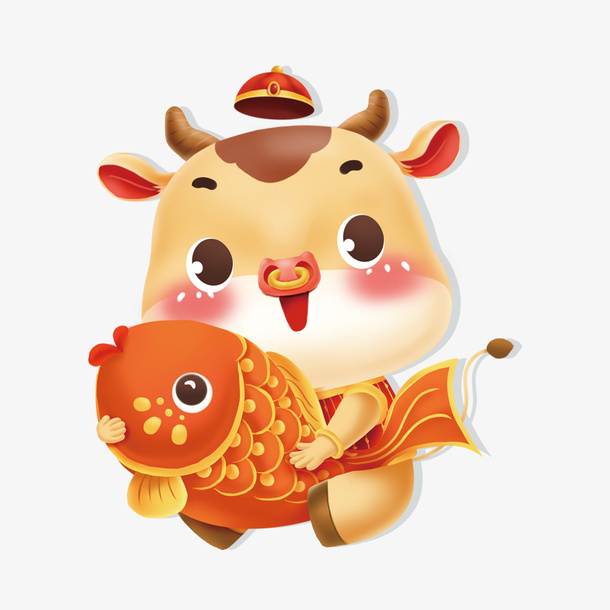 卡通牛中国风免抠
