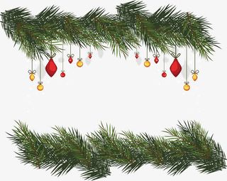 松树枝装饰圣诞球挂饰免抠