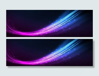 七彩光芒黑色光海报banner高清