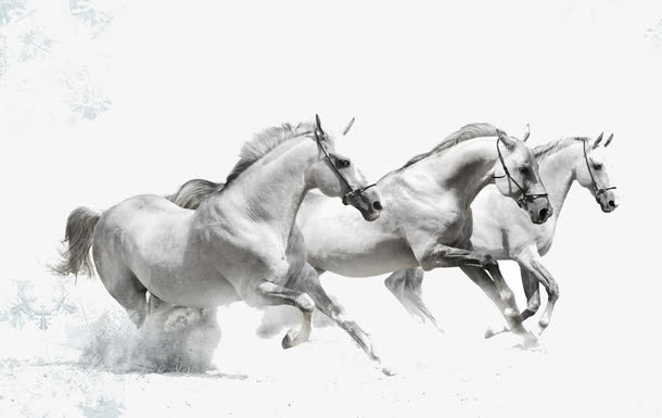 万马奔腾墨画免抠