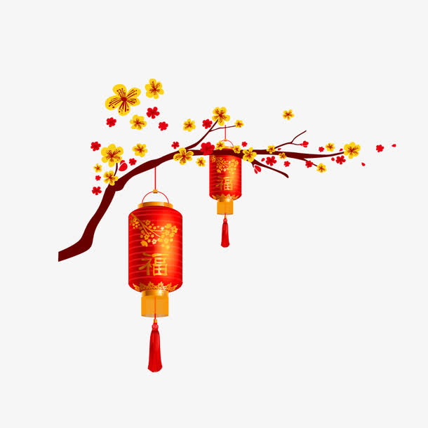 灯笼梅花图案免抠