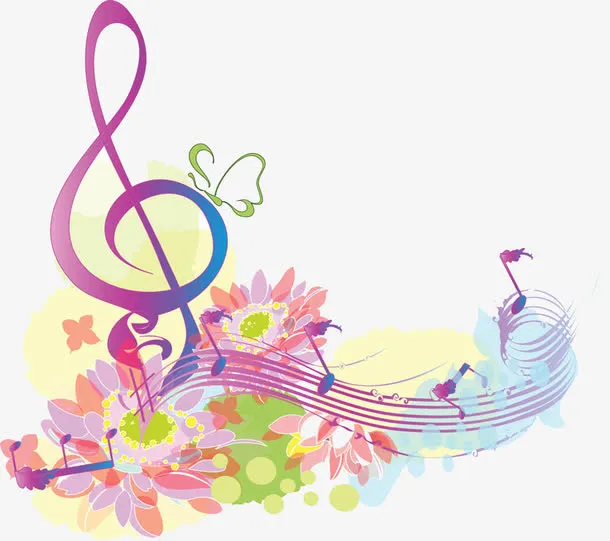 花朵音乐符图片免抠