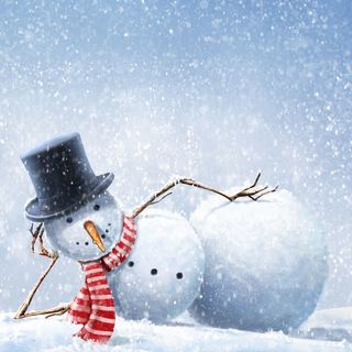 躺卧的圣诞雪人免抠