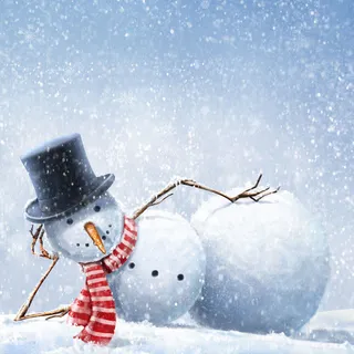 躺卧的圣诞雪人免抠