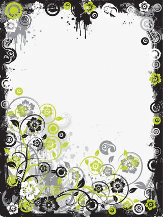 水彩花纹边框免抠