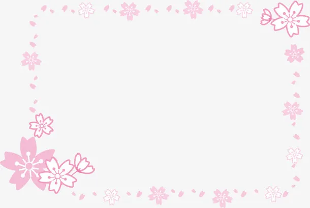 紫色卡通花朵春天边框免抠