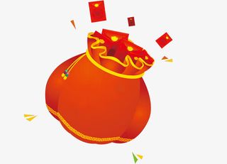 免抠卡通红色钱袋红包免抠