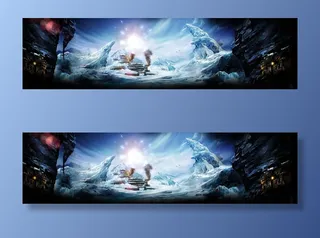 科幻大气冰封设计banner背景免抠