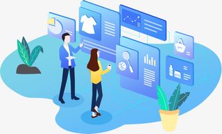 商务2.5D立体风格网络销售分析免抠手绘/卡通卡通元素