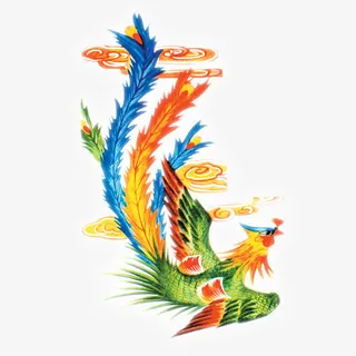 七彩凤凰飞舞免抠