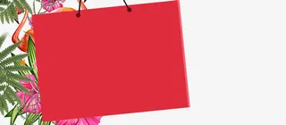 手绘绿色植物叶子礼盒边框纹理免抠